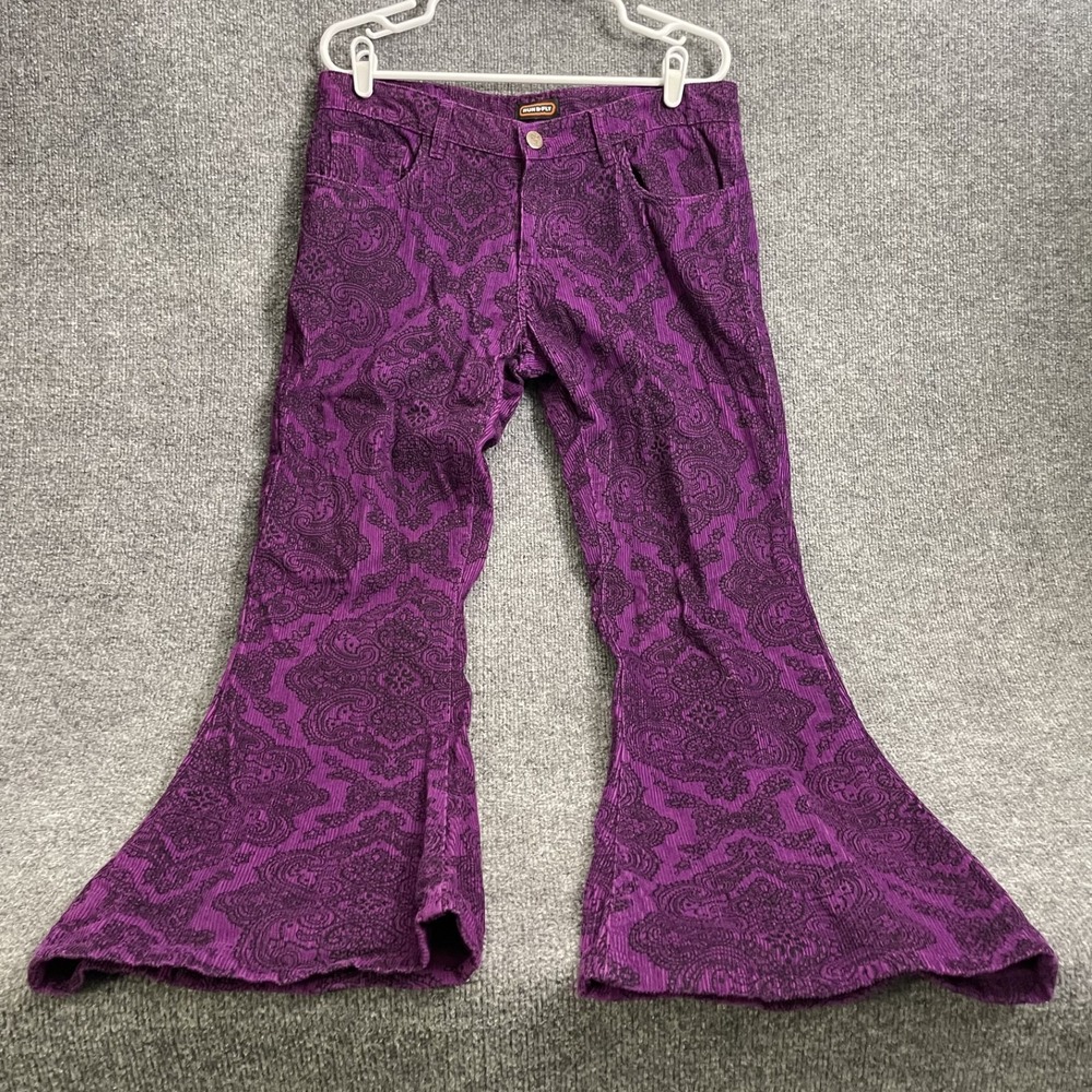 Run & Fly Hendrix Corduroy Pants Mens 34x32 Paisley Flares Bell Bottoms 70 Boho